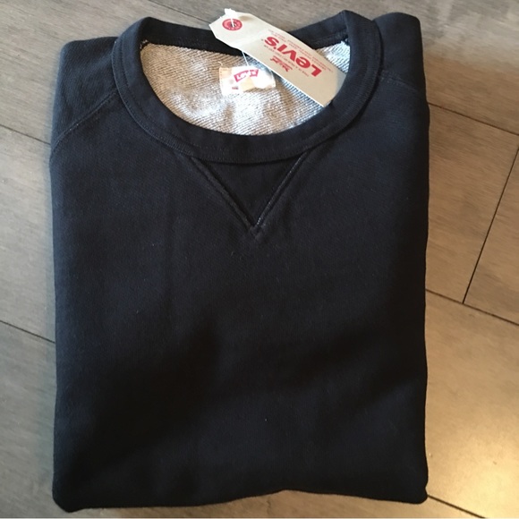 NWT LEVIS FRENCH TERRY CREW NECK SWEATSHIRT MENS SMALL (RAGLAN CUT, CUT & SEW) - Picture 7 of 9